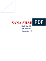 Sana Shah: Roll No: 80 BS-Botany Semester