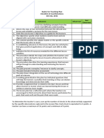 RUBRICS For Teaching Plan and SV Tool