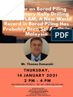 Bored Piling Using Rotary Kelly Drilling KLCC Lot L&M, A New World Record in Bored Piling Has Probably Been Set Again in Malaysia