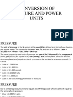 Conversion of Pressure and Power Units