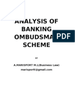 Analysis of The Banking Ombudsman Scheme