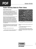 Duplex Stainless Steels For Fisher Valves: Bulletin 59:025