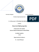 Reservoir Fluid Properties: A Working Paper in Petroleum Introduction Entitled