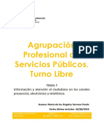 Tema 7. Información y Atención Al Ciudadano en Los Canales Presencial, Electrónic