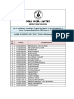 Coal India Limited: NAME OF DISCIPLINE / POST CODE: Marketing & Sales