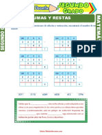 Sumas y Restas de Números de 4 Cifras para Segundo Grado de Primaria