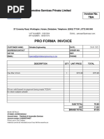 Pro Forma Invoice: Petroleum and Automotive Services Private Limited Invoice No. TBA