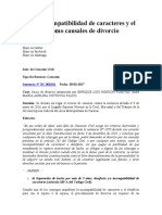 La Incompatibilidad de Caracteres y El Desafecto Como Causales de Divorcio