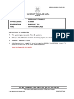 Universiti Teknologi Mara Test 2 Course: Corporate Finance Course Code: MAF603 Examination: 9 JANUARY 2021 Time: 1 Hour 15 Minutes