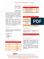 Stainless Steel Grade 303 / 1.4305: Typical Mechanical Properties