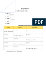 English Test: Write The Past Forms of The Irregular Verbs