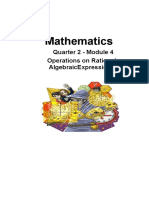 Mathematics: Quarter 2 - Module 4 Operations On Rational Algebraicexpressions