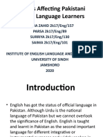 Factors Affecting Pakistani English Language Learners