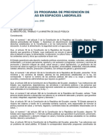 Acuerdo Ministerial 38 Directrices Programa de Prevención de Drogas en Espacios Laborales (2020)