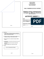 Activity Sheet 1: Employs Various Communicative Strategies in Different Situations