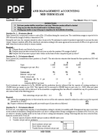 Cost and Management Accounting Mid Term Exam: July, 2020 Time Allowed: 3 Hours & 15 Minutes