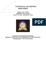 Unconventional Machining Processes: Subject Code: A70359 Regulations: R15-JNTUH Class: IV Year B. Tech MECH I Sem