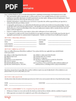 Pre Employment Health Questionnaire