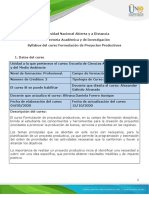 Syllabus Del Curso Formulación de Proyectos Productivos