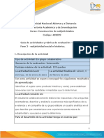 Guía de Actividades y Rúbrica de Evaluación - Unidad 2 - Fase 3 - Subjetividad Social e Histórica