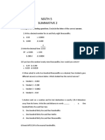 MATH-5 Summative 2: Analyze The Following Questions. Encircle The Letter of The Correct Answer