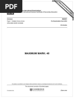 Maximum Mark: 40: Cambridge International Examinations Cambridge International General Certificate of Secondary Education