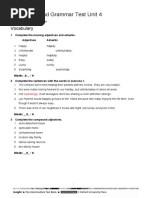 Vocabulary and Grammar Test Unit 4