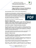 Especificaciones Técnicas:: Trazado-Replanteo Y Nivelación Topográfica