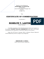 Roselyn T. Lastimosa: Certificate of Commendation