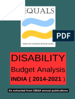 Equals CPSJ Disability Budget Analysis 2014-2021 As Compiled From CBGA Publications