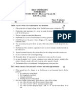 Brac University SUMMER 2010 ECE 201 / EEE204 (Electrical Circuits II) Lab FINAL Quiz Name: Time: 40 Minutes ID: Total Marks: 40