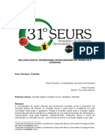 Trabalho - INCLUSÃO DIGITAL PROMOVENDO OPORTUNIDADES DE TRABALHO E CIDADANIA