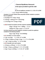 Chapter 16 Chemical Equilibrium HW