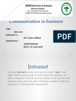 Communication in Business: Intra-Net Sir Umair Zulfiqar Abdul Rehman REG# 19-Arid-3635