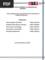 Analisis Critico de La Sentencia de Divorcio Por Causal