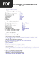 Questions & Answers To Study From "A Midsummer Night's Dream" Act 1