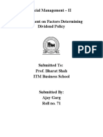 Financial Management - II Assignment On Factors Determining Dividend Policy