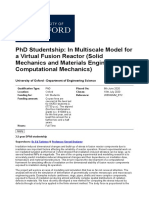 PHD Studentship: in Multiscale Model For A Virtual Fusion Reactor (Solid Mechanics and Materials Engineering, Computational Mechanics)