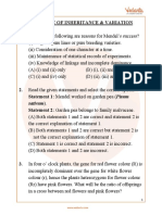 Neet Principle of Inheritance and Variation Important Questions