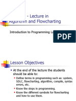 Lesson 5 - Lecture in Algorithm and Flowcharting: Introduction To Programming Languages