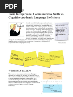 Bics/Calp: Basic Interpersonal Communicative Skills vs. Cognitive Academic Language Proficiency