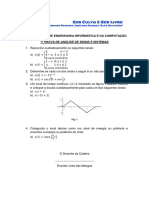 1 Prova de Análise de Sinais e Sistemas - ENG Comp (UFRN)