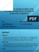 Presence of Helicobacter Pylori in Drinking Water of Karachi, Pakistan