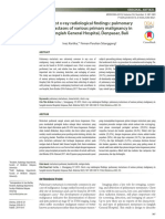 Chest X-Ray Radiological Findings: Pulmonary Metastases of Various Primary Malignancy in Sanglah General Hospital, Denpasar, Bali