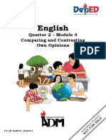 English: Quarter 2 - Module 4 Comparing and Contrasting Own Opinions