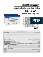 Rechargeable Sealed Lead-Acid Battery: 12 Volt 12.0 Amp. Hrs