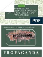 Comparing and Contrasting Own Opinions With Those Presented in Familiar Text