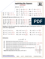 Algebra. Level 10. Quadratic Functions. Completing The Square. ANSWERS