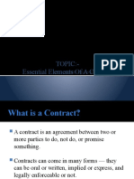 Topic:-Essential Elements of A Contract: By: - Akshi Chandyoke