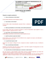 FICHA DE TRABALHO Nº8 - O Conto Tesouro - Questionário - SOLUÇÕES